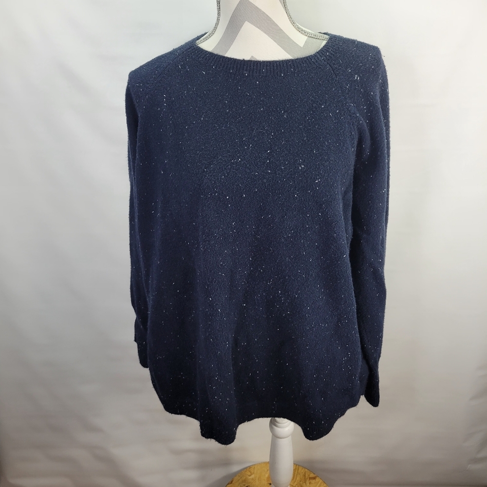 Loft Petites Navy Speckled Sweater Cotton Blend Size XLP